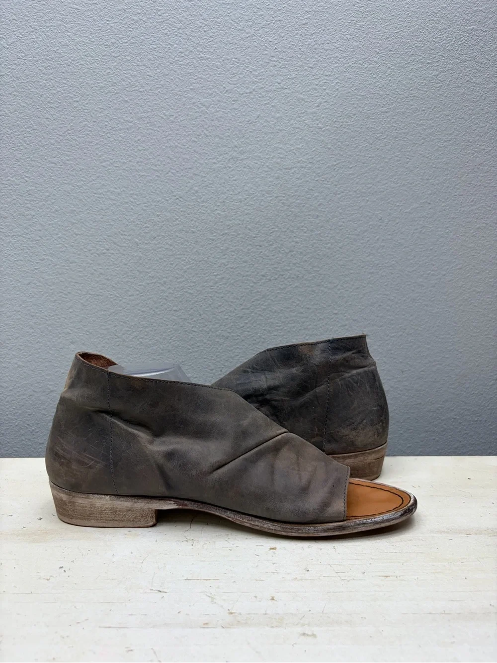 Free People Brown Leather Mont Black Flats Size 41